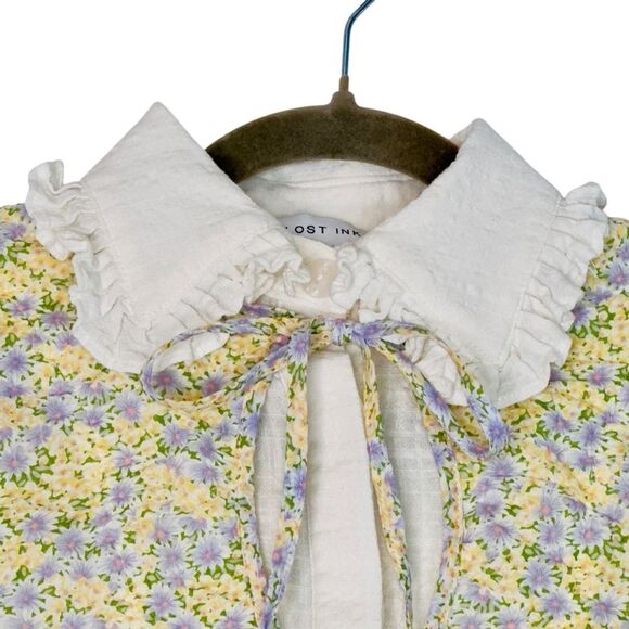 Lost Ink floral mini retro dress from ASOS size 8 pastel cotton puff sleeves - Picture 5 of 15